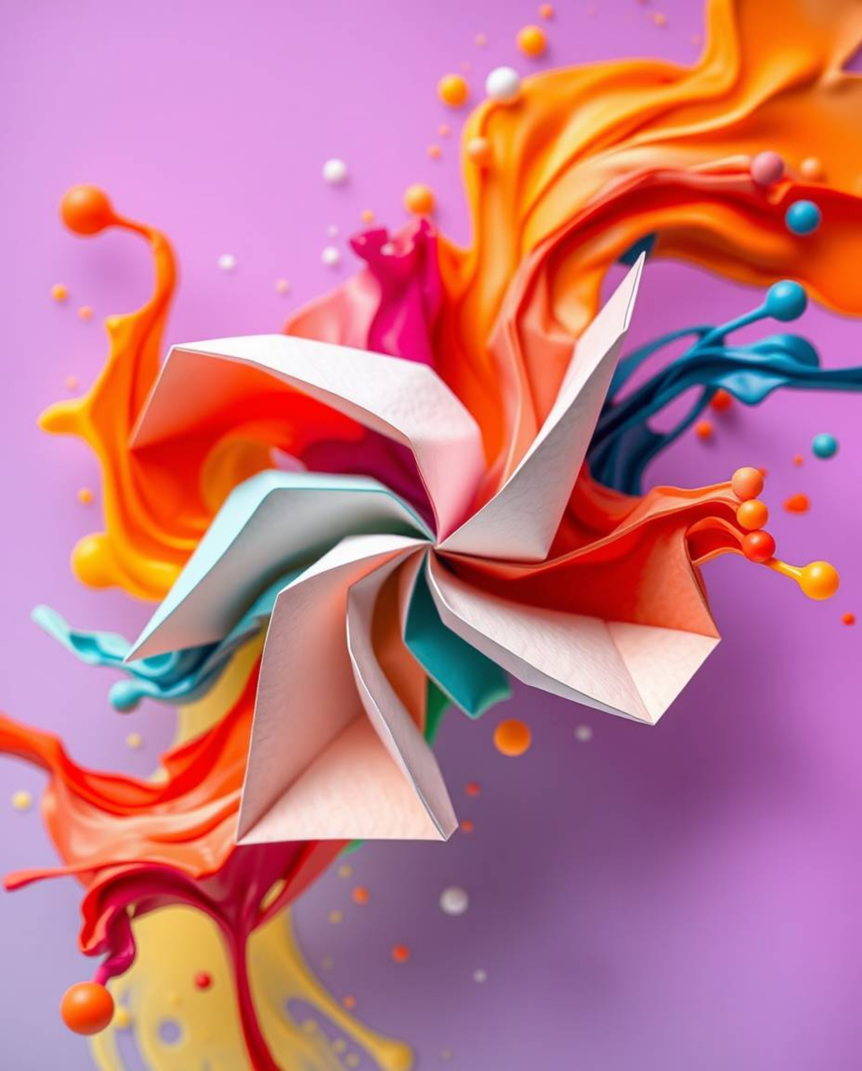 Experience the mesmerizing beauty of intricate origami-style ink shapes in water. This macro photograph showcases the stunnin