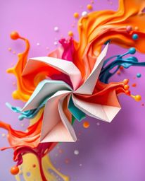 Experience the mesmerizing beauty of intricate origami-style ink shapes in water. This macro photograph showcases the stunnin