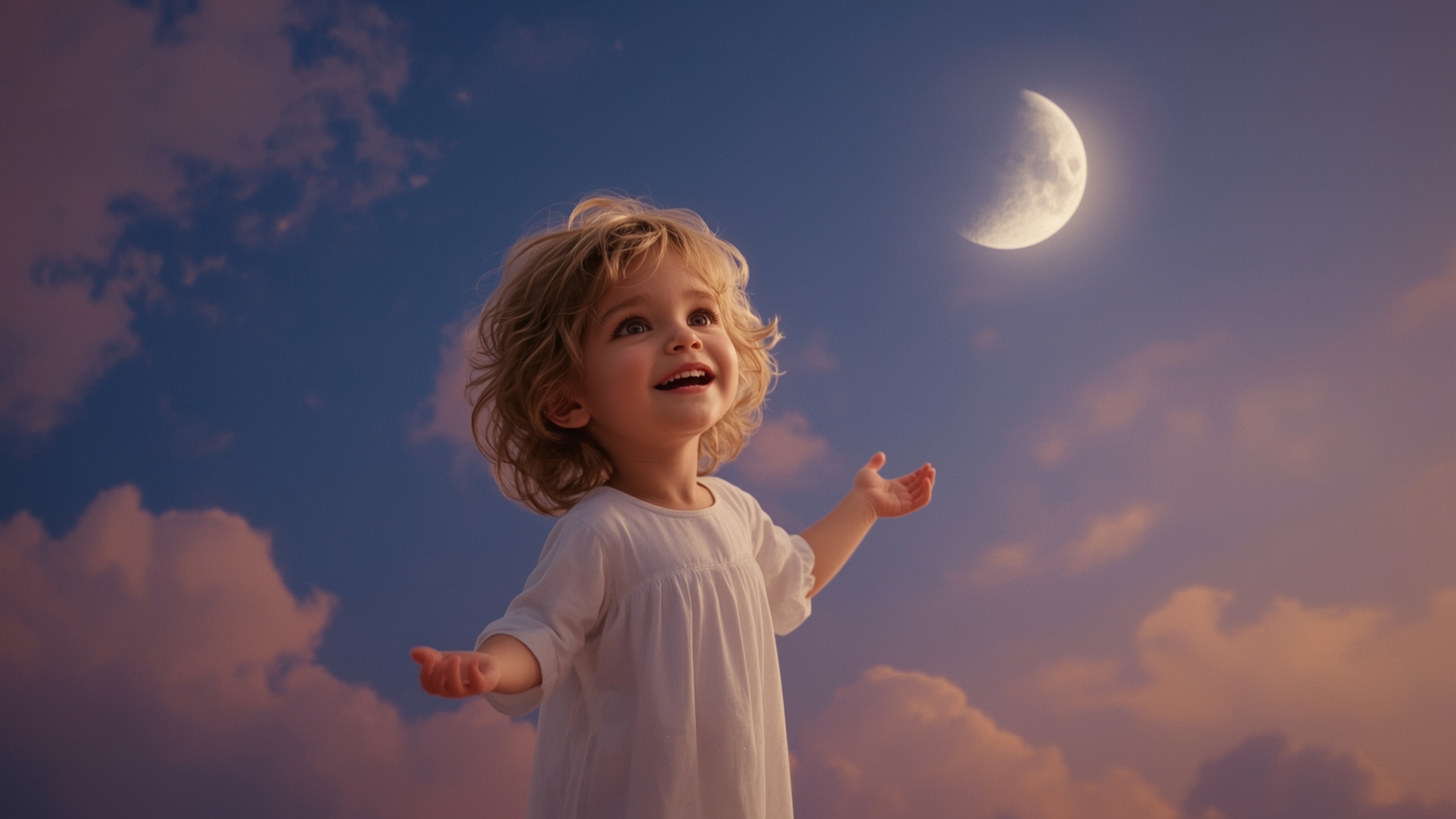 In a breathtakingly vibrant and whimsical cinematic photograph, reminiscent of Pixar's magical realism, a joyful child is gen