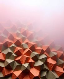 Immerse yourself in a captivating world of sculptural clay art. This piece showcases a seamless geometric pattern of hexagons
