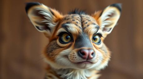 High-resolution stock photo showcasing a sarcastic animal sidekick with captivating, expressive eyes, rendered in natural ear
