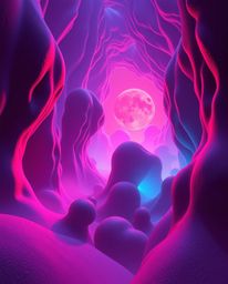 Experience an eerie atmosphere brought to life with vibrant colors and mesmerizing 3D shapes, all covered in a smooth gradien