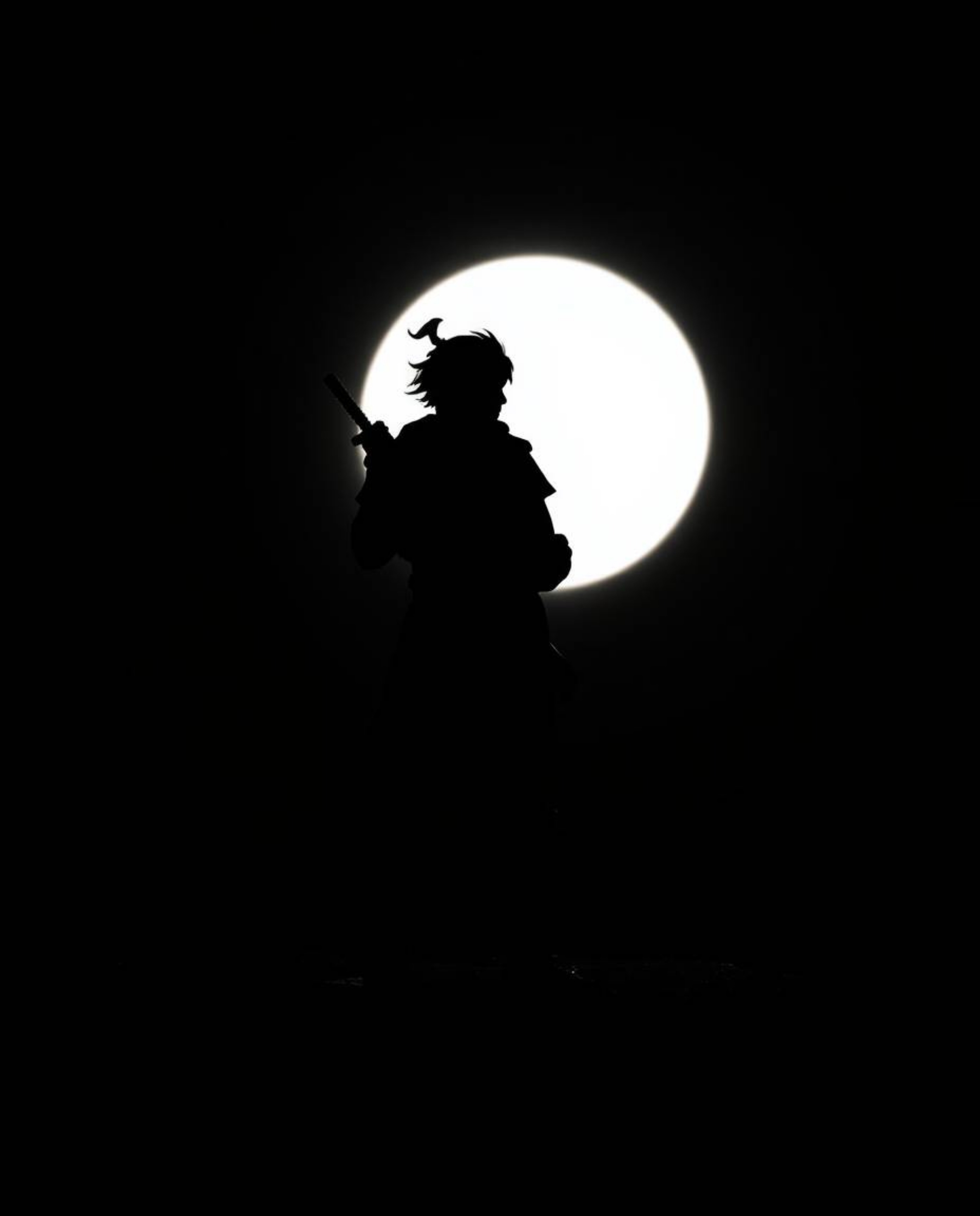 A brave hero, silhouetted against a stark black desert landscape in the style of Disney animation.  Experience the thrill of 