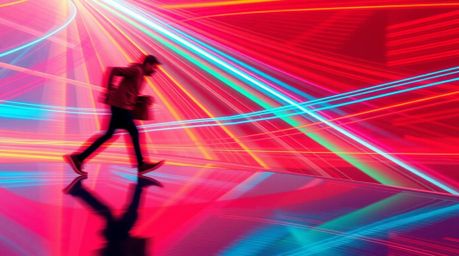 Explore dynamic architectural color photography capturing the mesmerizing flow of neon gradient textures across a liquid surf