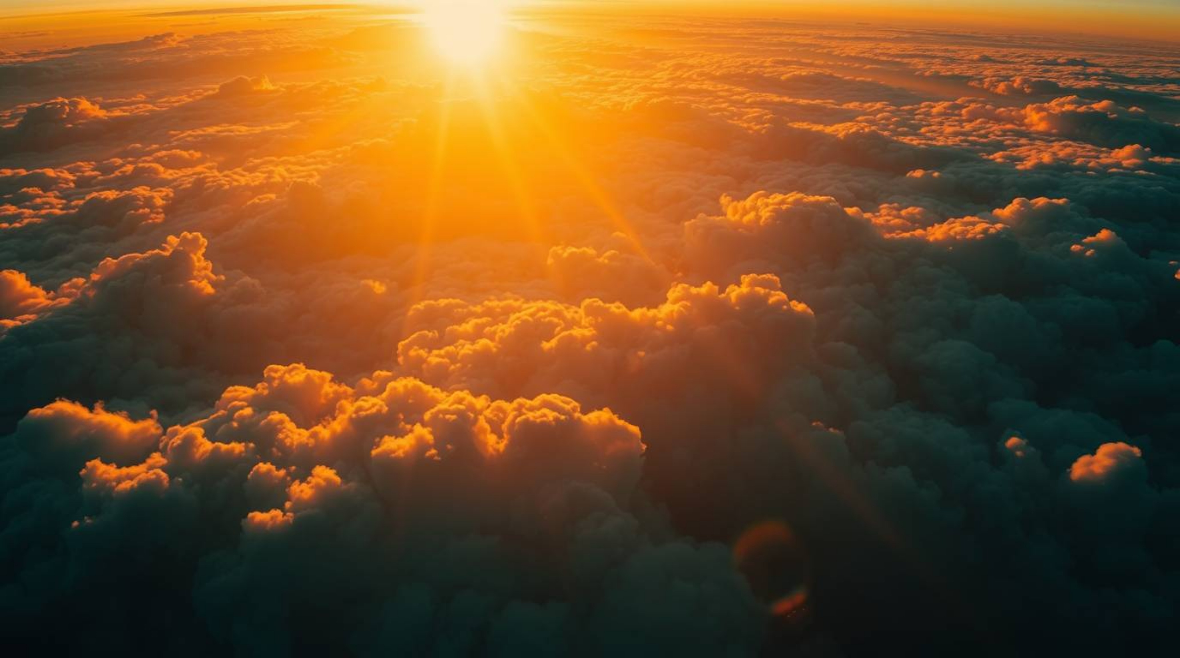 Experience the breathtaking beauty of a thunderstorm illuminated by the vibrant colors of a sunset. This stunning aerial shot