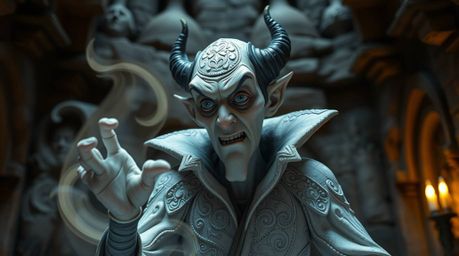 A classic Disney villain, meticulously sculpted in clay with a textured surface and pale skin, casts a powerful spell within 