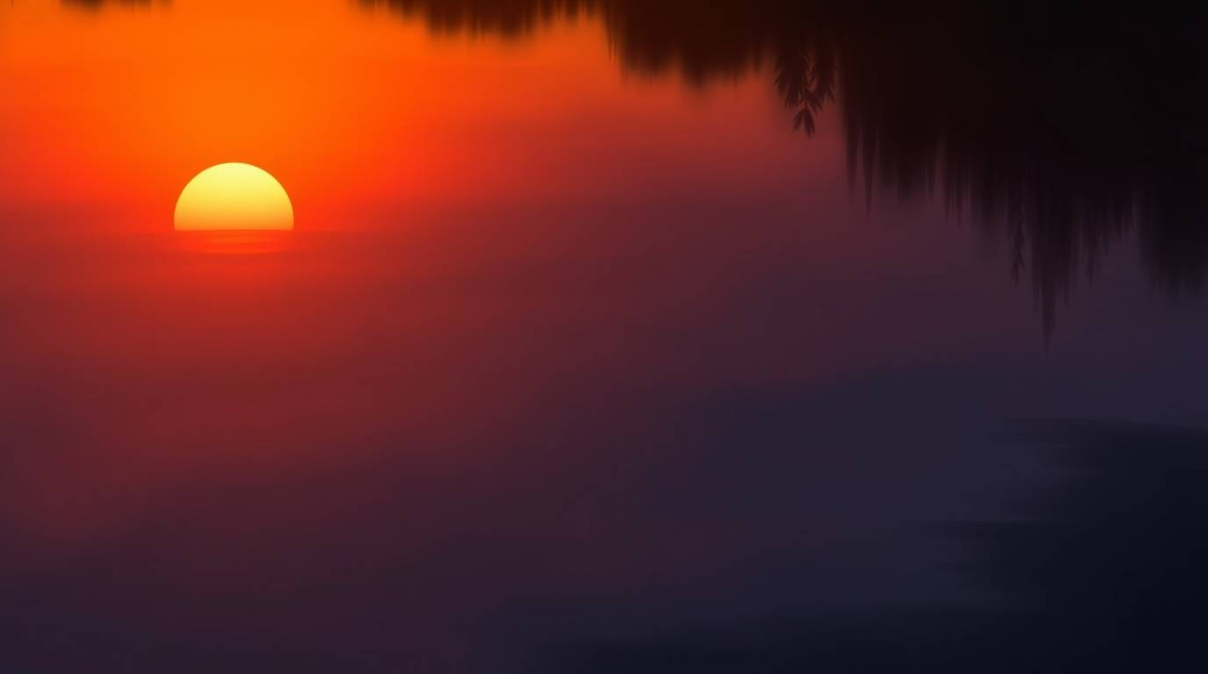 A stunning digital painting captures a serene sunset reflected in the tranquil waters of a calm pond. The artwork showcases s