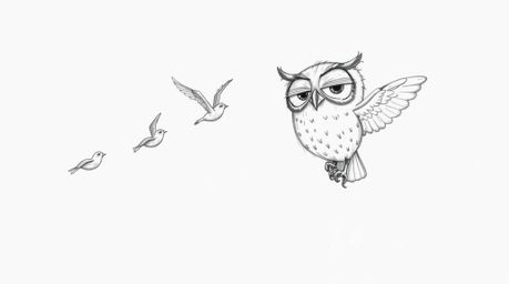 Experience the heartwarming tale of a blind owl with large, expressive eyes, rendered in a charming Pixar style. This hand-dr
