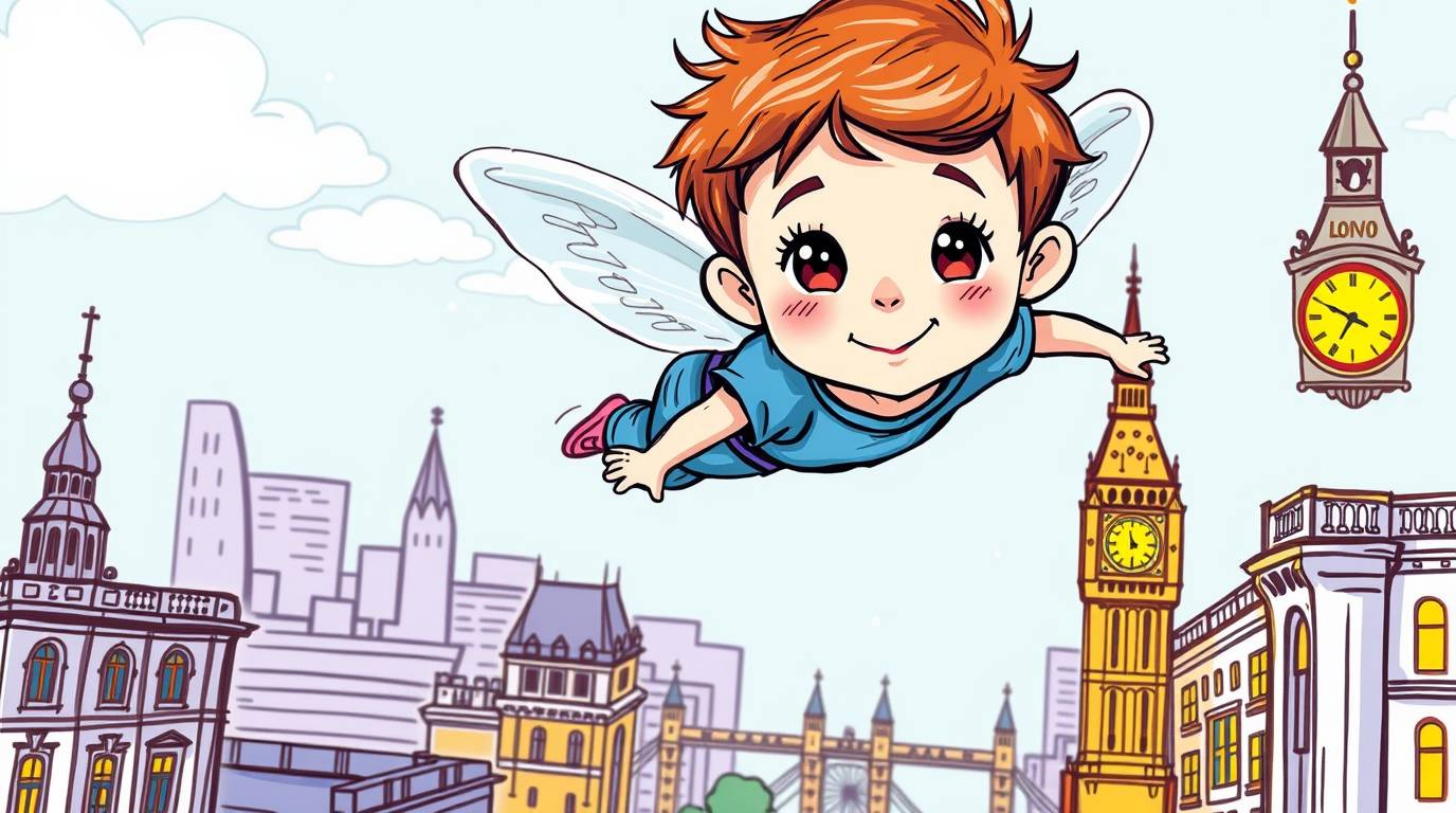 A captivating hand-drawn color sketchnote depicting an adorable young boy with light skin and enchanting features, powered by