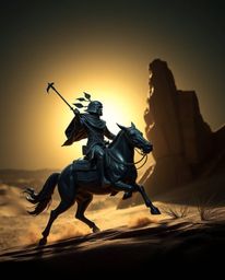 Embark on a captivating desert adventure with a brave hero rendered in a stunning Disney-esque style. This bronze cast figure