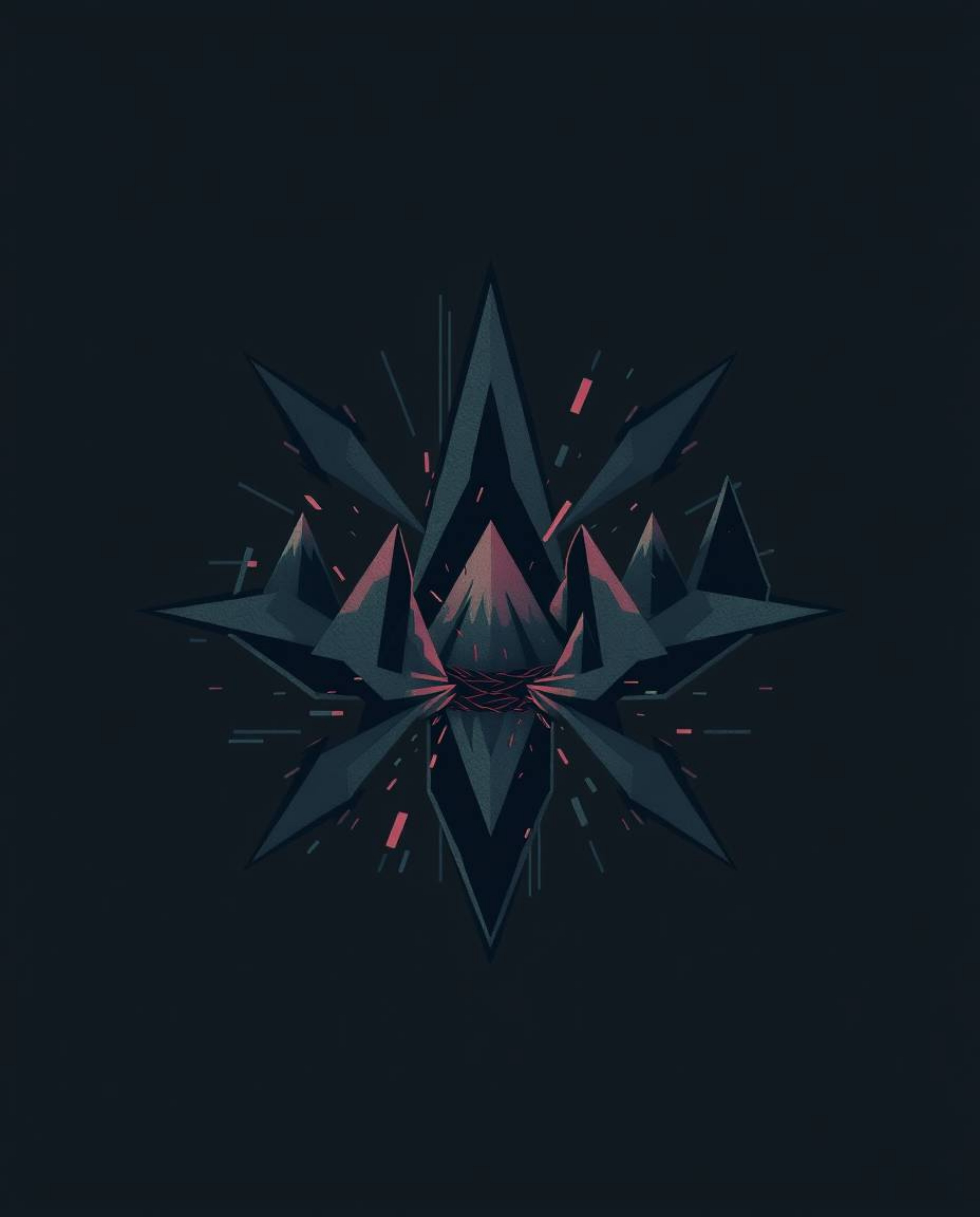 This geometric logo, inspired by a digital glitch landscape breaking apart, creates an eerie and creepy atmosphere with its d
