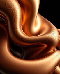 Explore a mesmerizing close-up view of smooth 3D fluid shapes adorned with metallic textures, gracefully floating in zero gra