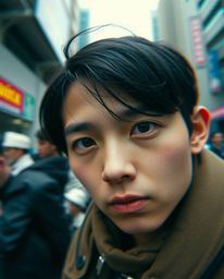 Discover stunning extreme macro close-up portraits in a candid street photography style, digitally enhanced with glitch art e