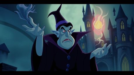 A captivating digital illustration depicts a classic Disney villain casting a spell within the atmospheric confines of an old
