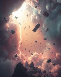 Experience the impossible with this surreal storm scene, illuminated by gentle, soft light and electric vivid colors. Flying 