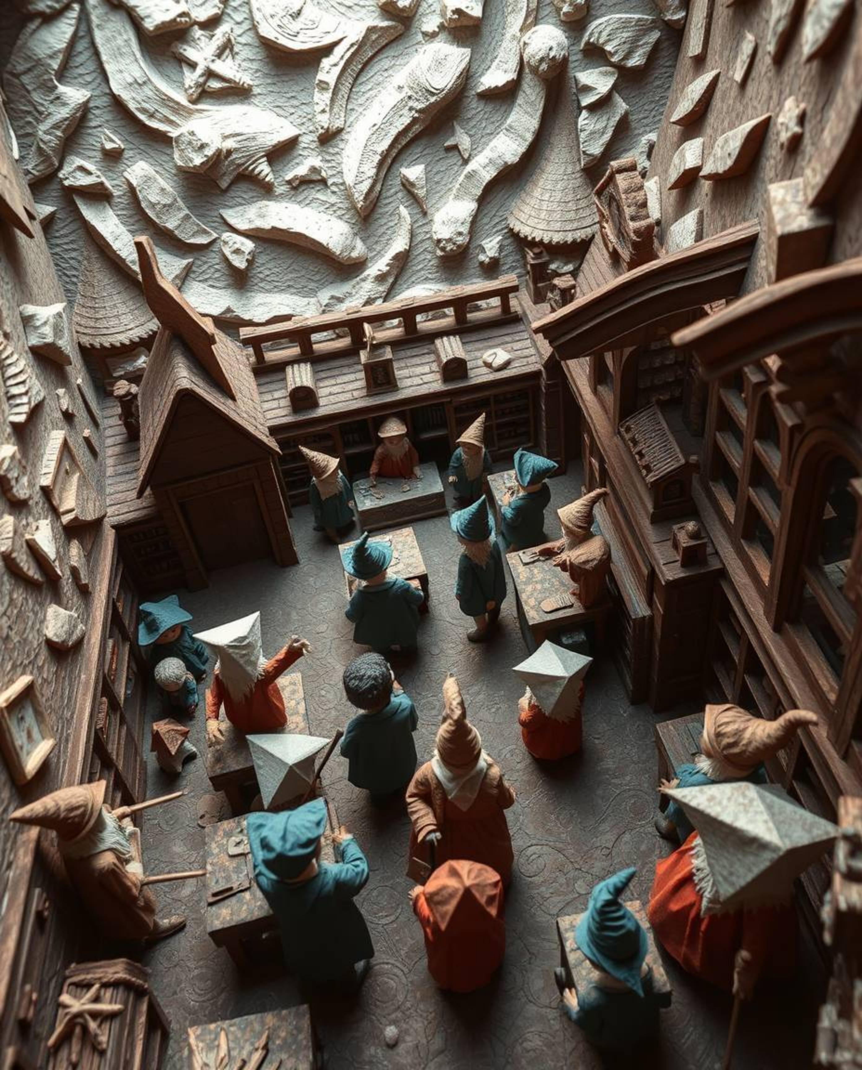 Immerse yourself in a whimsical world with this captivating artwork depicting a magical school brimming with young wizards. R