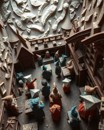 Immerse yourself in a whimsical world with this captivating artwork depicting a magical school brimming with young wizards. R
