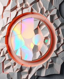 This image presents a captivating futuristic digital interface, masterfully crafted from geometric patterns and holographic e