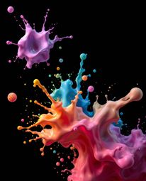 Dive into a mesmerizing world of surreal digital art featuring abstract 3D colorful splash shapes floating in the vastness of