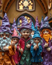 Explore a whimsical magical school teeming with young wizards, brought to life through the art of layered papier-mâché. This 