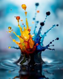 Explore the captivating beauty of ink in water with this bold acrylic painting. Featuring vibrant colors and a blurred bokeh 