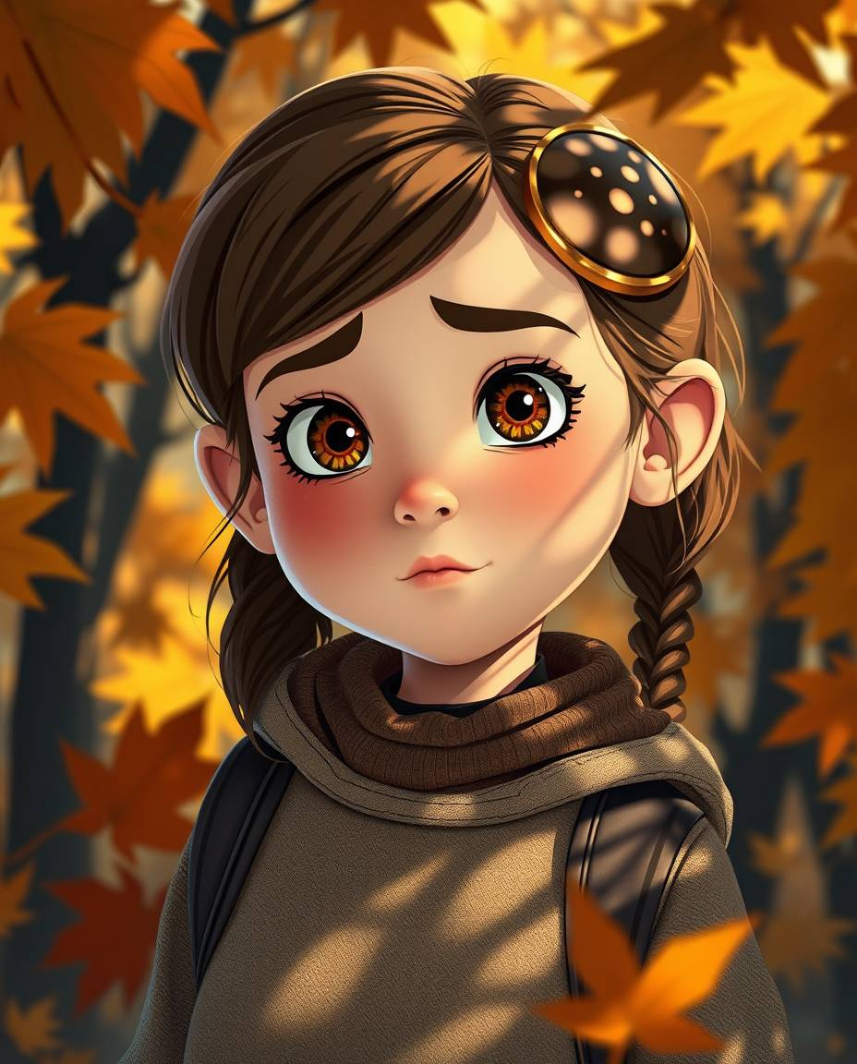 Explore a world of imagination with a young inventor girl, depicted in stunning Pixar-like style. From the warm, cozy tones o
