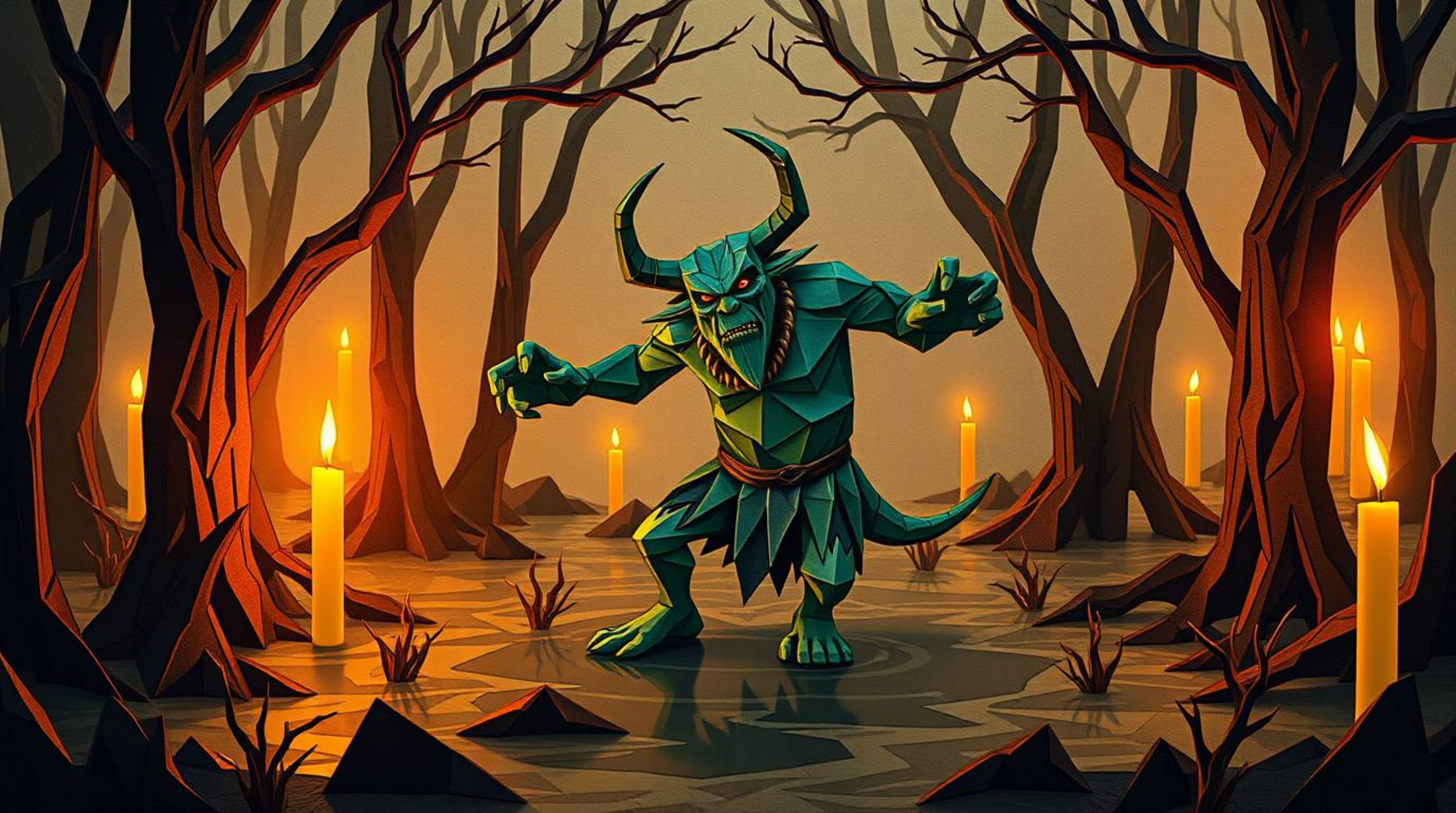 A captivating illustration showcases an ogre performing a vibrant dance within a swampy setting.  Rendered in an intricate or