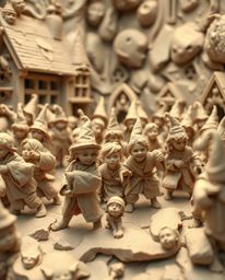 Discover breathtaking sculptural clay art depicting a magical school brimming with young wizards in dynamic motion.  Experien