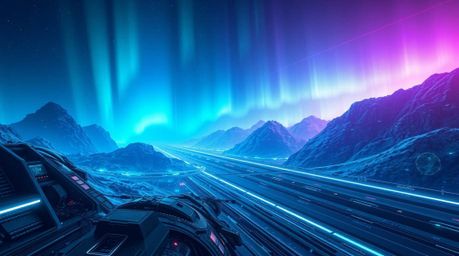 Immerse yourself in a futuristic sci-fi world with this captivating image. Featuring cool colors and a gradient texture inspi