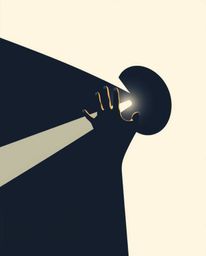 This modern flat design illustration depicts a hand reaching towards a source of light from the depths of darkness. The low a