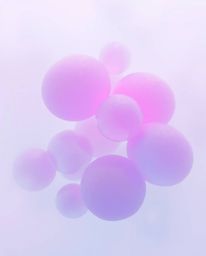 A mesmerizing scene of floating 3D blobs of fluid jelly, rendered in vibrant colors and synthetic textures, is enveloped in a