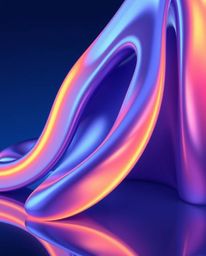 Immerse yourself in a futuristic realm with mesmerizing 3D fluid shapes adorned with glowing edges, set against a deep blue b
