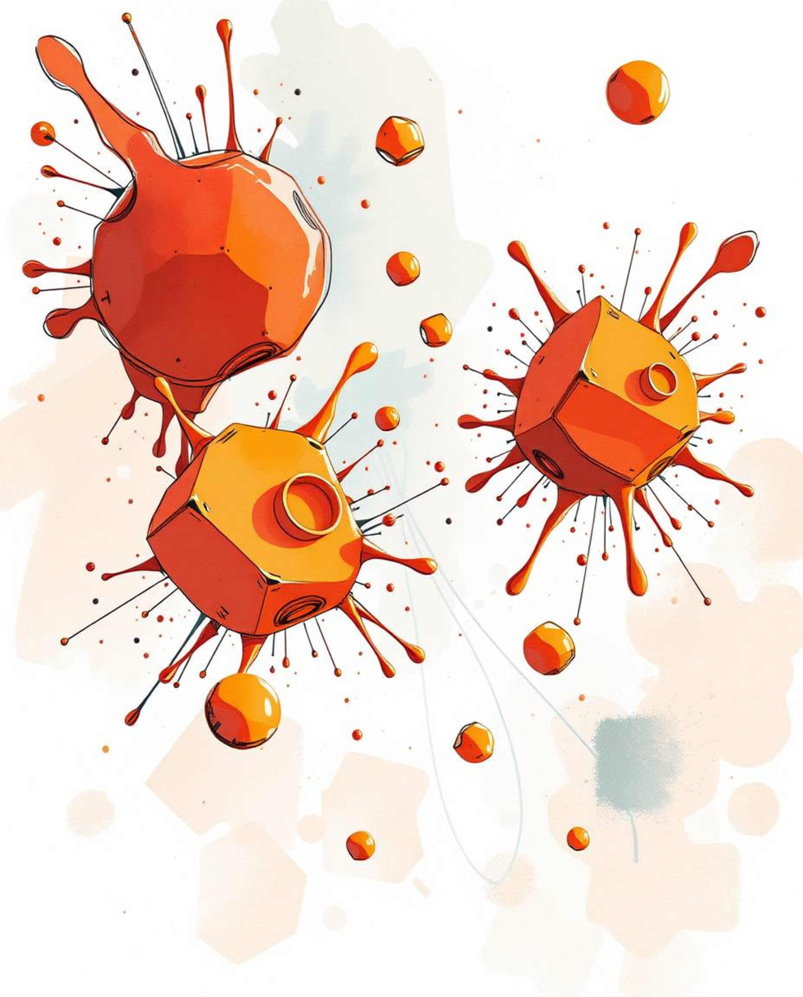Explore captivating surreal digital art featuring hand-drawn sketches and abstract 3D colorful splash shapes floating in spac