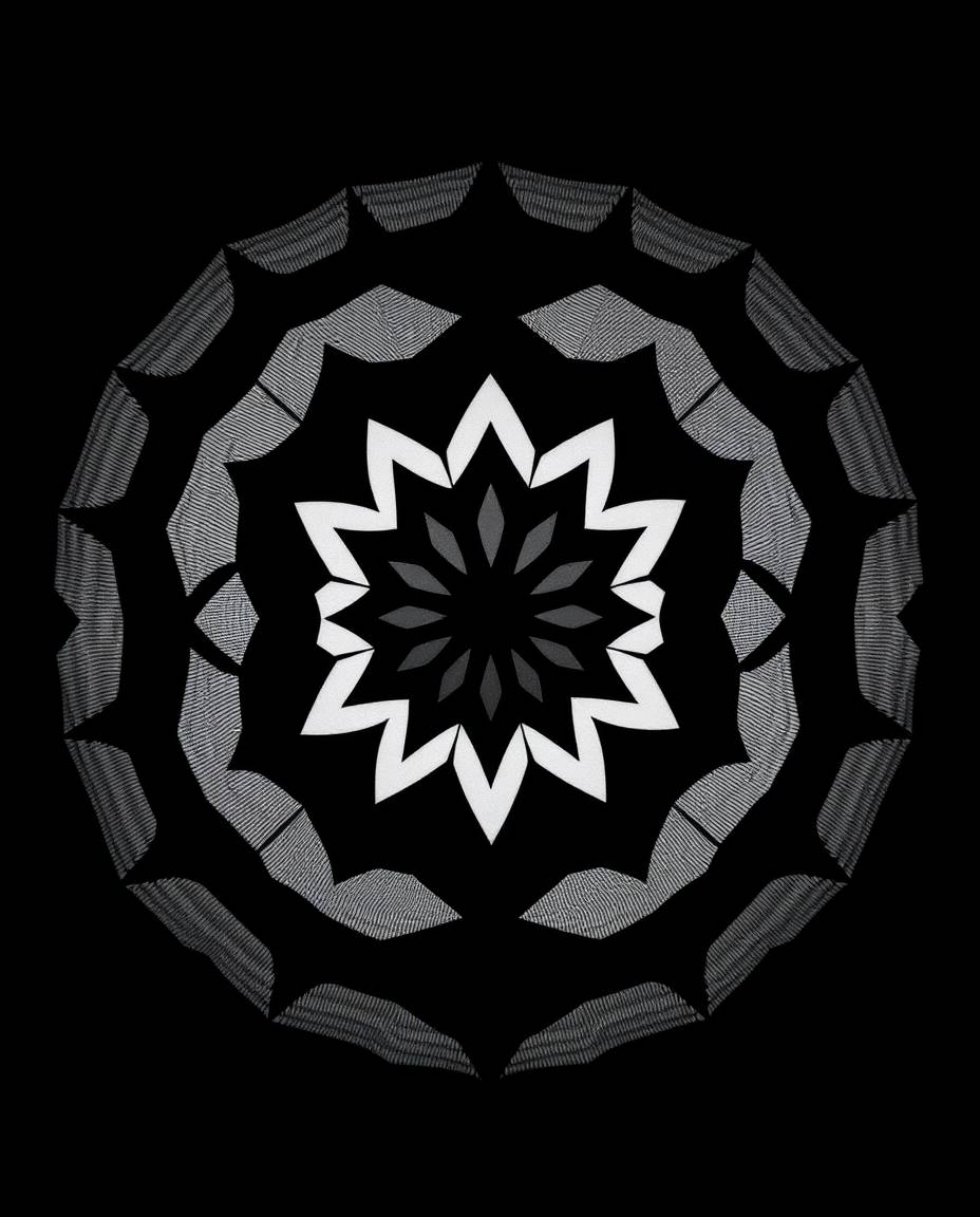 Explore a captivating black and white high contrast image showcasing a geometric optical illusion pattern reminiscent of retr