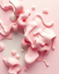 Explore dreamlike and surreal abstract art featuring 3D liquid forms rendered in soft pastel colors. This top-down, bird's-ey