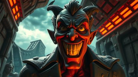 A comedic scene depicting a villain experiencing a hilarious breakdown within a meticulously crafted clay high-tech lair.  Th