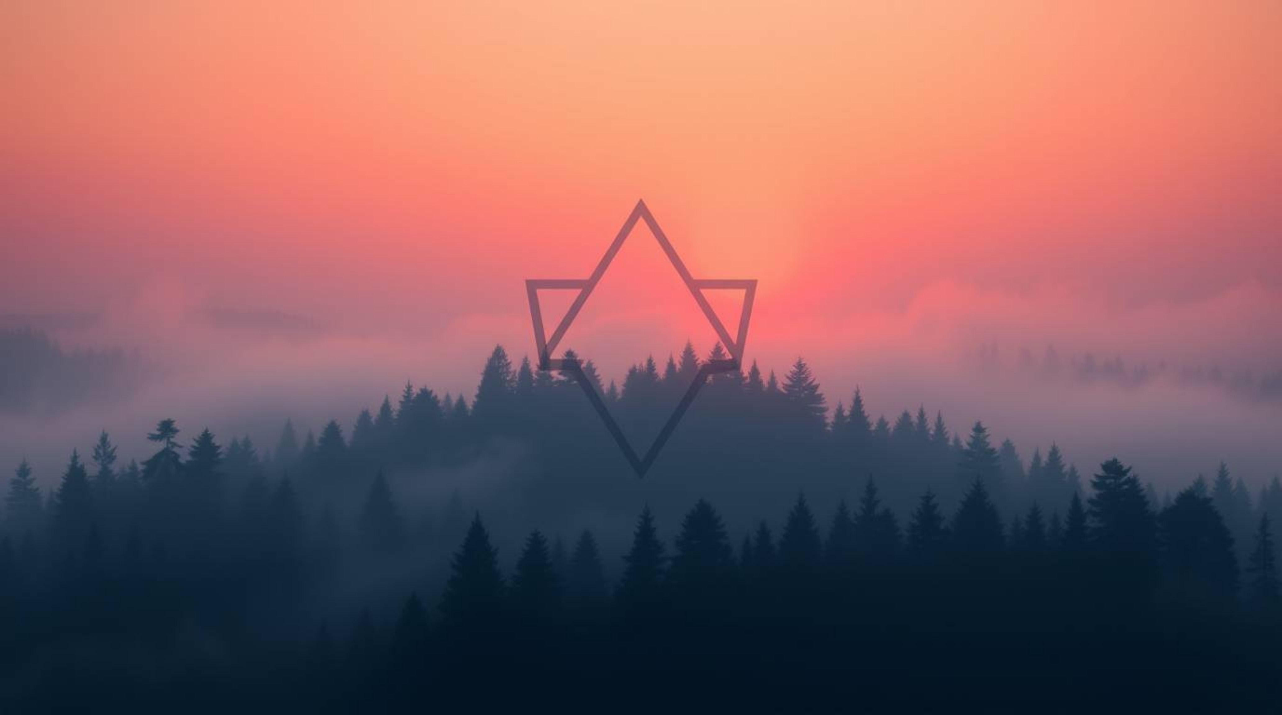 This geometric logo is inspired by the serene beauty of a thick fog-filled forest at sunset. Utilizing clean lines and balanc