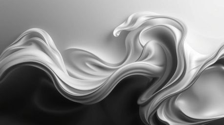 This classic black and white photograph captures a graceful and elegant fluid abstract wave, revealing refined features and c