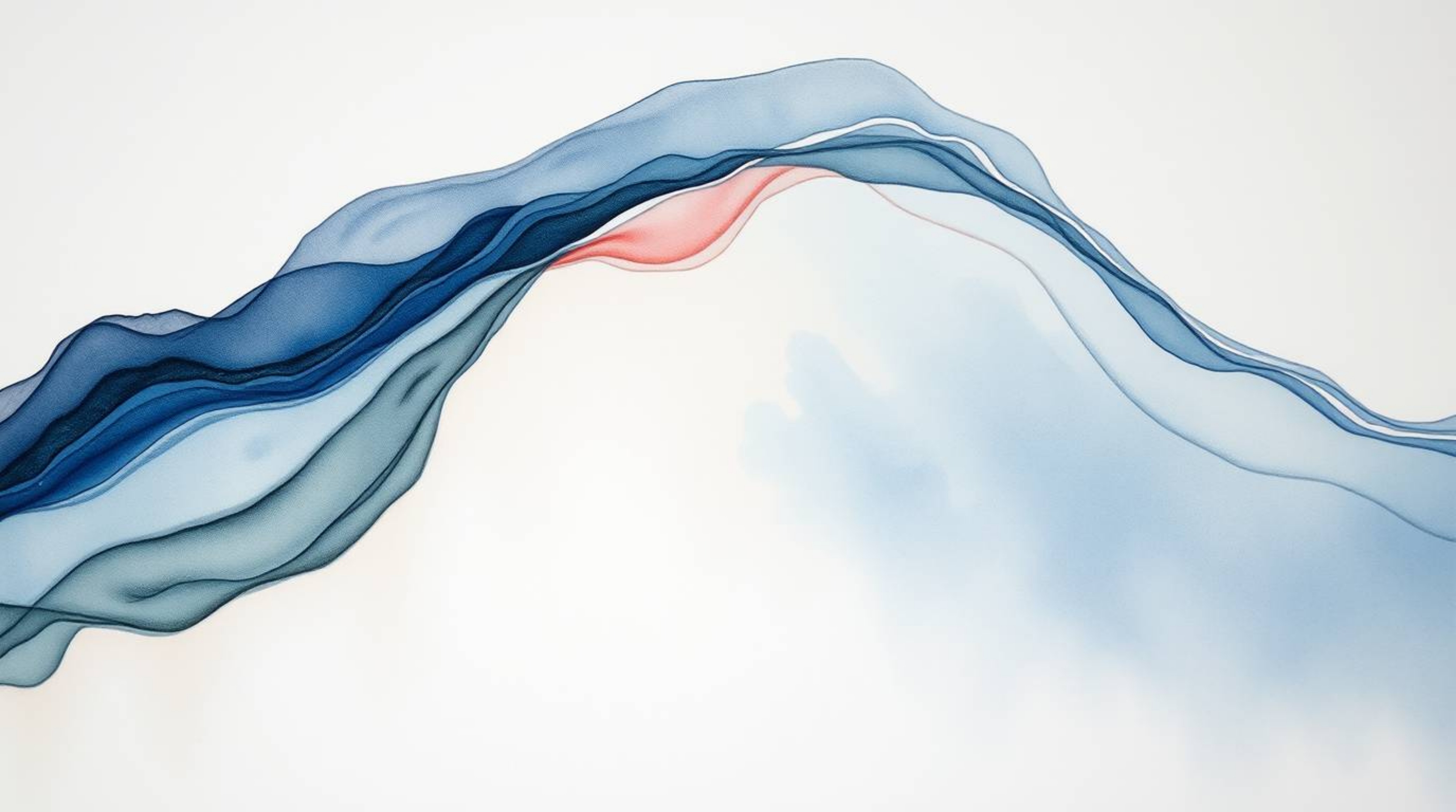 This delicate watercolor painting captures the essence of a fluid abstract wave with mesmerizing pastel gradient textures and