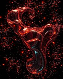Experience a breathtaking overhead bird's-eye view of glassy fluid 3D shapes in perpetual motion, elegantly surrounded by a m