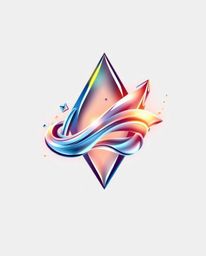 This logo design features strong, hard light illuminating glassy fluid 3D shapes in motion, creating a dynamic and visually s