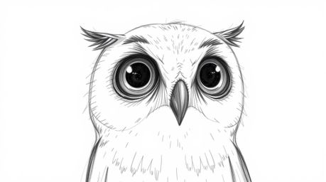 A heartwarming hand-drawn sketch reminiscent of Pixar's style, depicts a wise, blind owl guiding birds to fly using their sen