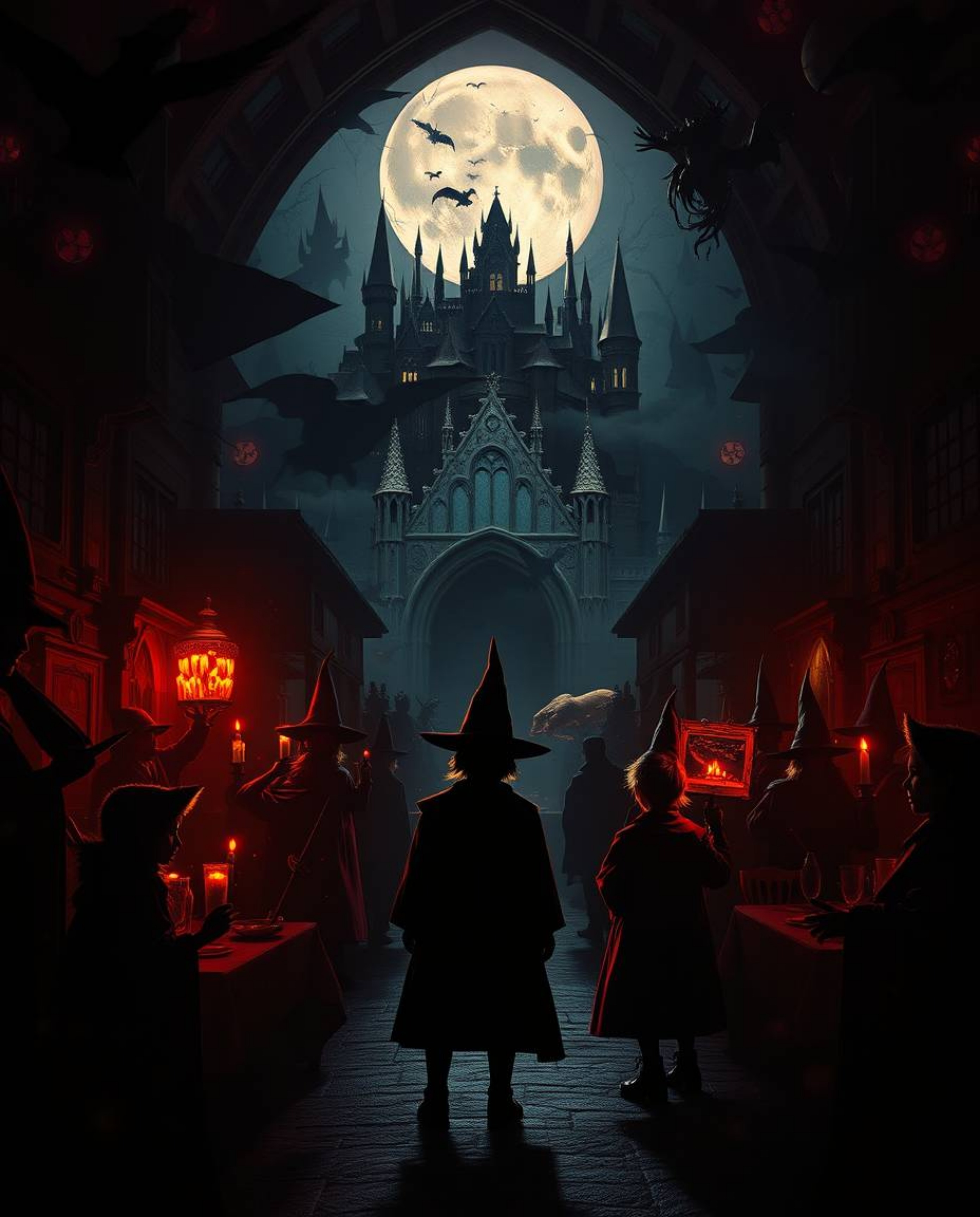 Explore a magical school teeming with young wizards, brought to life through dreamlike surreal imagery and captivating silhou
