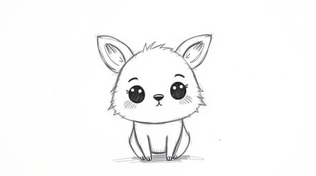 Discover a charming hand-drawn sketch of an adorable, sarcastic animal sidekick. This expressive character features rough pe