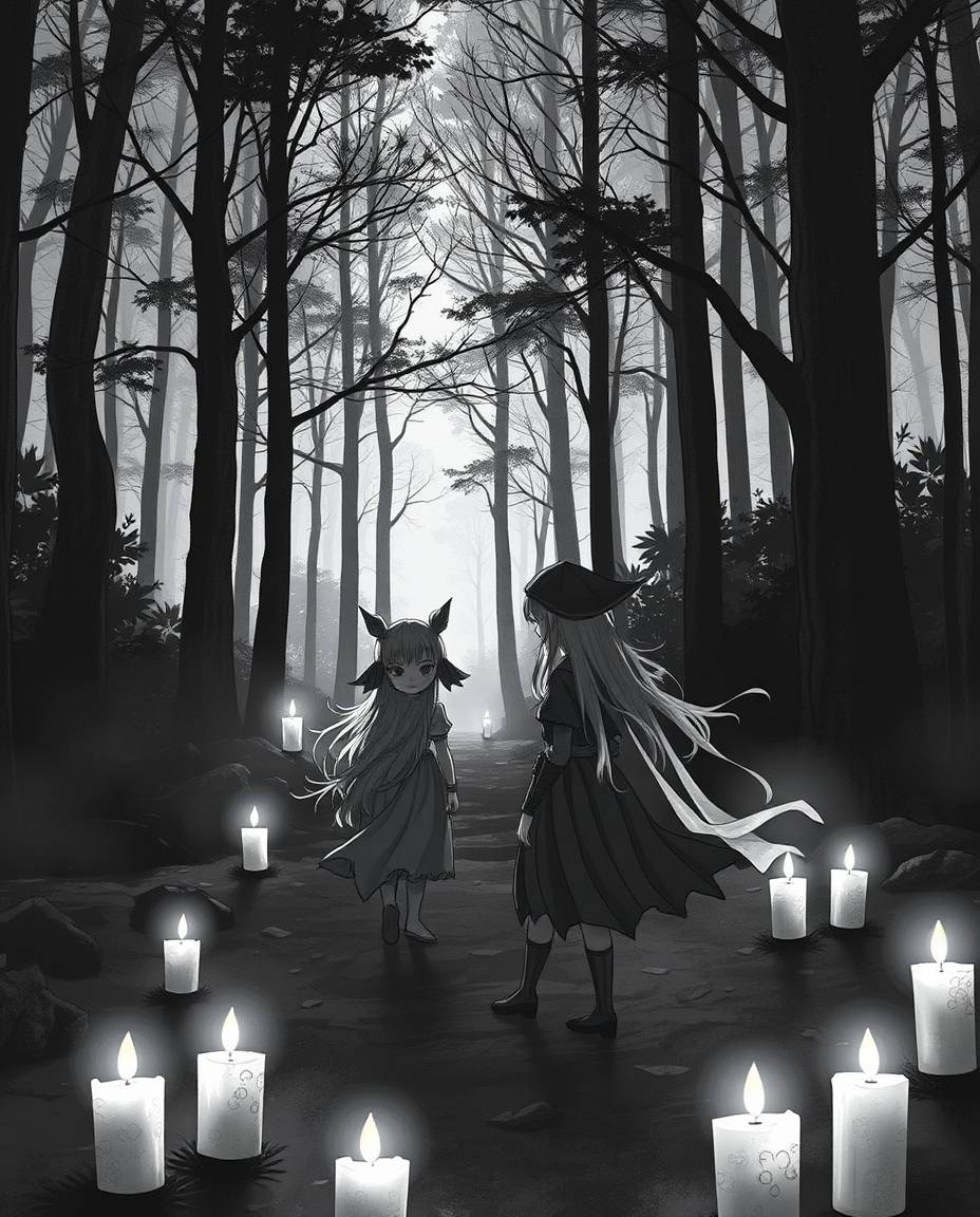 A captivating black and white photograph portrays a group of friends, each possessing unique powers, embarking on an adventur