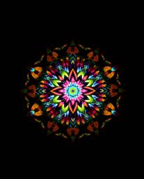 Experience an ethereal spiritual vibe with a geometric floral mandala brought to life by contrasting chiaroscuro lighting and