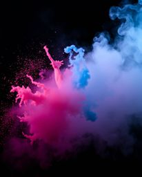 Explore a captivating world of artistic photography featuring dynamic splashes of color against a stark black background. Wit