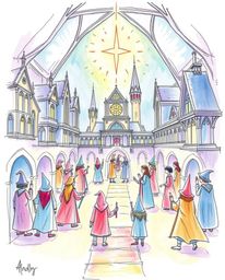Explore a hand-drawn sketch of a magical school brimming with young wizards, rendered in a colorful sketchnote style with an 