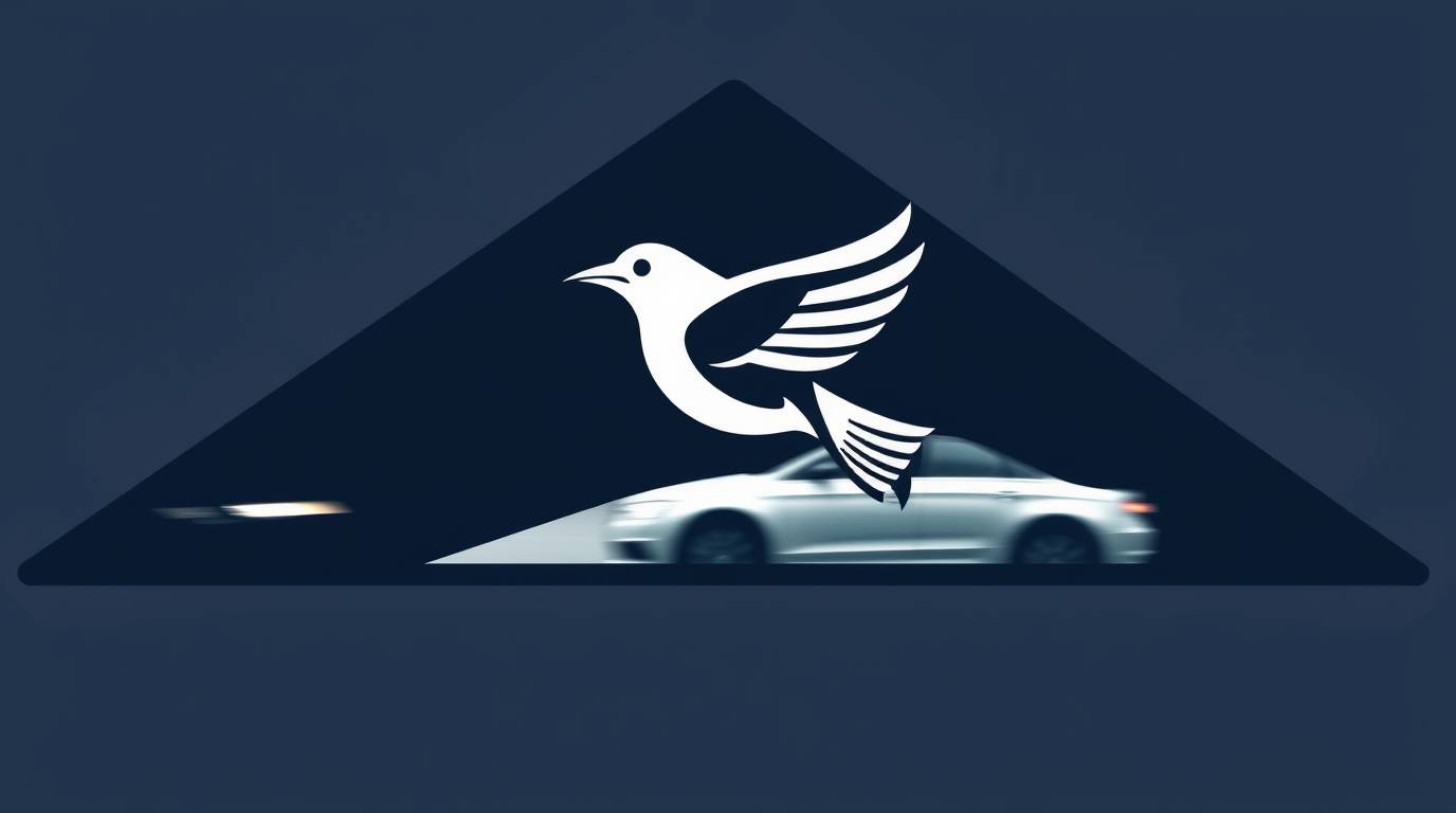 This geometric logo design captures the essence of speed and agility with a low-angle perspective of a fast-running bird zoom