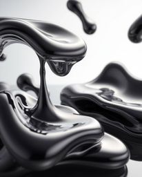 Explore a collection of professional fine art photographs showcasing sculptural 3D fluid mercury shapes. These images feature
